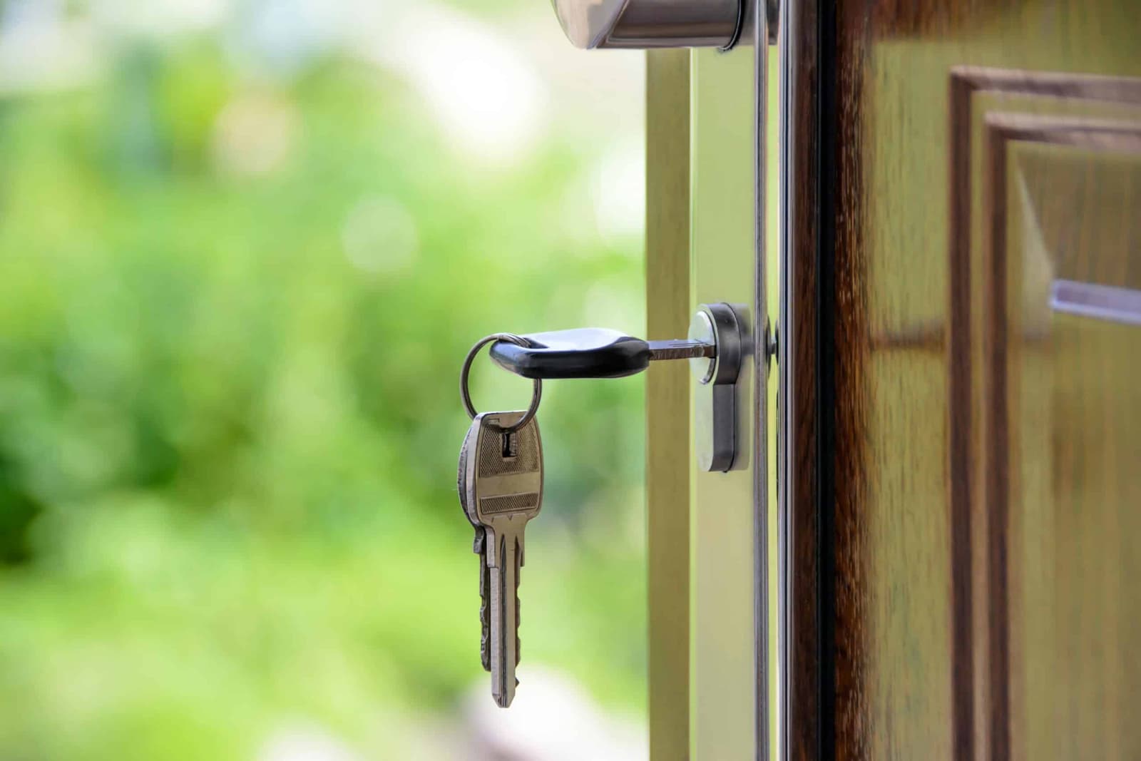 Keys left in the lock of an open front door